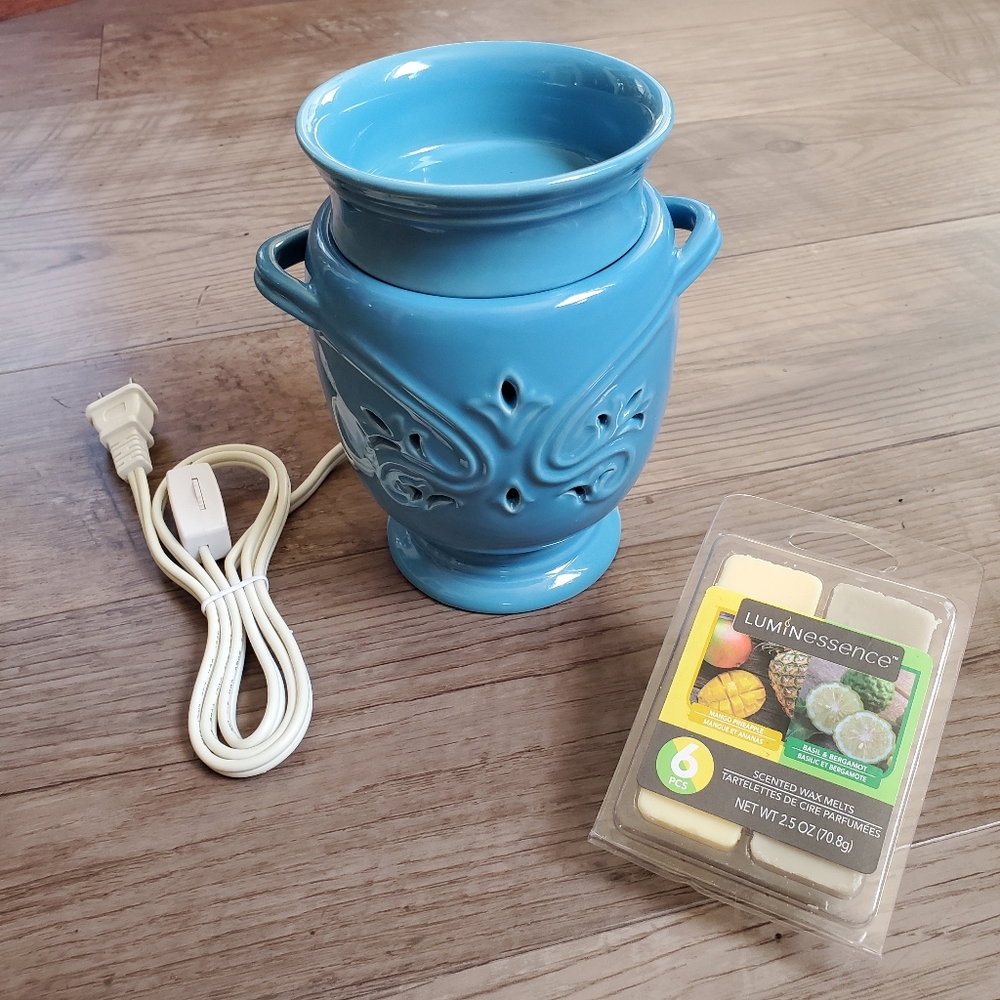 Electrical Wax Burner with Removable Dish and New Wax, Ocean Breeze Color